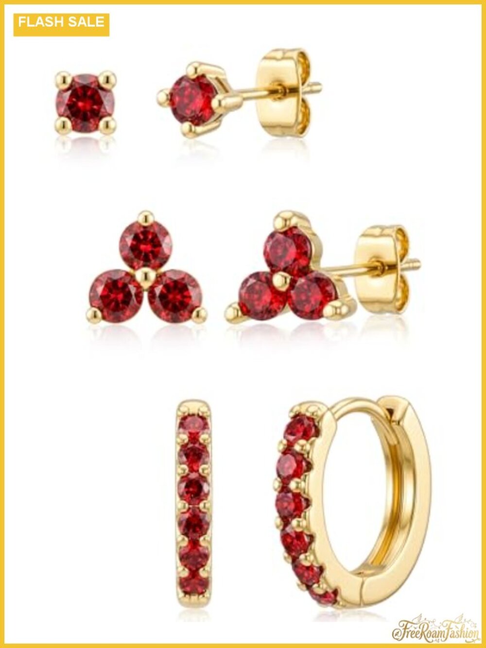 14K Gold Plated S925 Sterling Silver Dainty Stud Earrings Hypoallergenic 3 Set